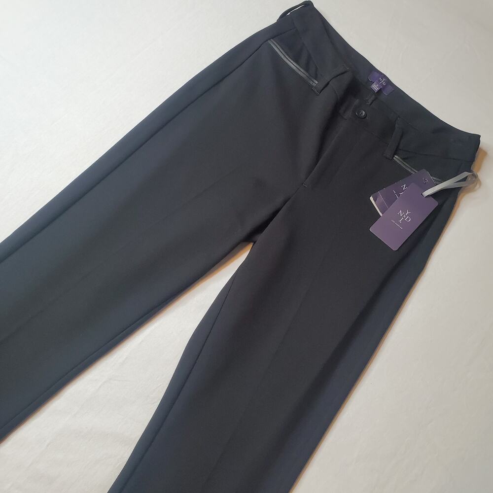 NYDJ Womens Size 2 NWT Lift Tuck Ponte Knit Straight-Leg Trousers Black M11Z1757